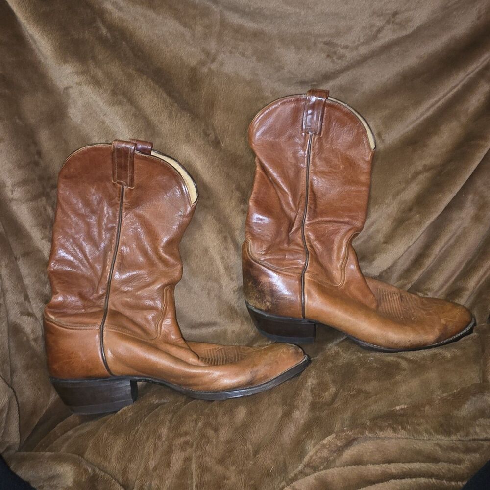 TONY LAMA 6150 BROWN LEATHER WESTERN COWBOY MADE IN USA DANCE BOOTS SIZE 12 D